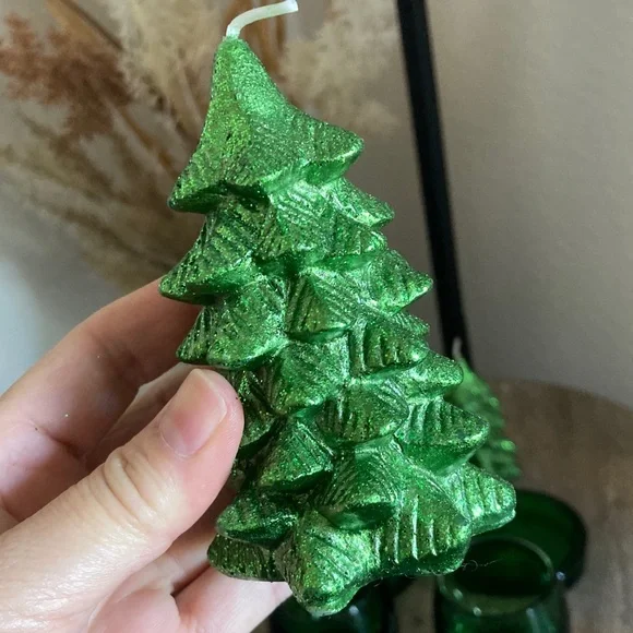 Crate&Barrel Emerald Glass Candle Holders - Picture 4 of 5